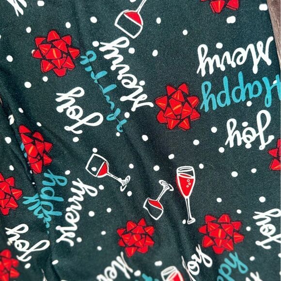 Apt. 9 (Large) Green Christmas Wine Pattern Pj Legging Bottoms - Picture 3 of 5
